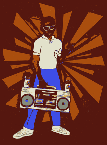 Uomo che tiene una di ClipArt vettoriali boombox